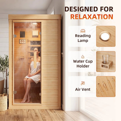 The Haven 1-Person Canadian Hemlock Infrared Home Sauna