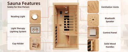 The Haven 1-Person Canadian Hemlock Infrared Home Sauna