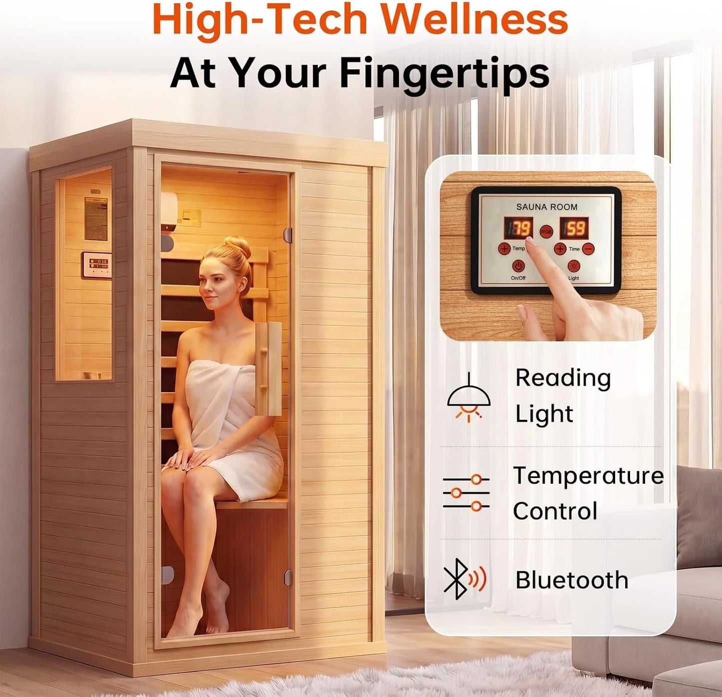 The Haven 1-Person Canadian Hemlock Infrared Home Sauna