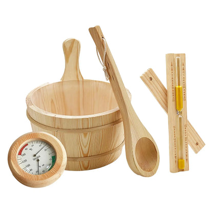 4-Piece Wooden Sauna Accessory Set